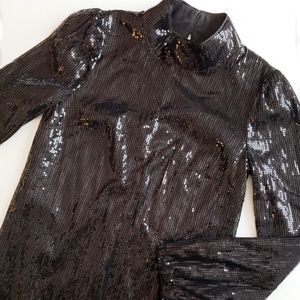 NEW Ali & J Sequined Mock Neck Black Dress